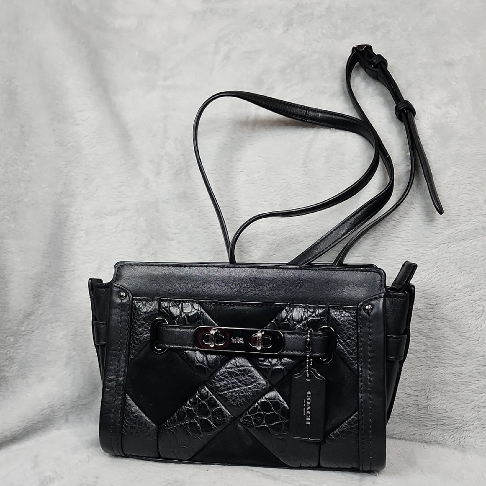 Coach 2016 Swagger small crossbody in patchwork and exotic leather